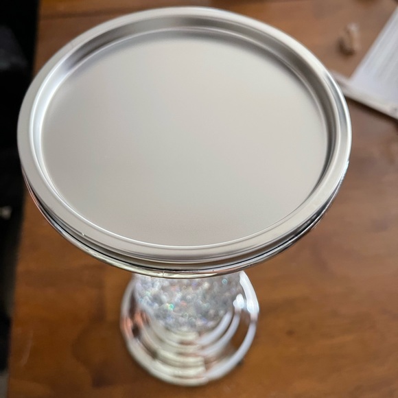 NWT Bath & Body Works SILVER SWIRLING GLITTER PEDESTAL 3-Wick Candle Holder - Picture 8 of 8